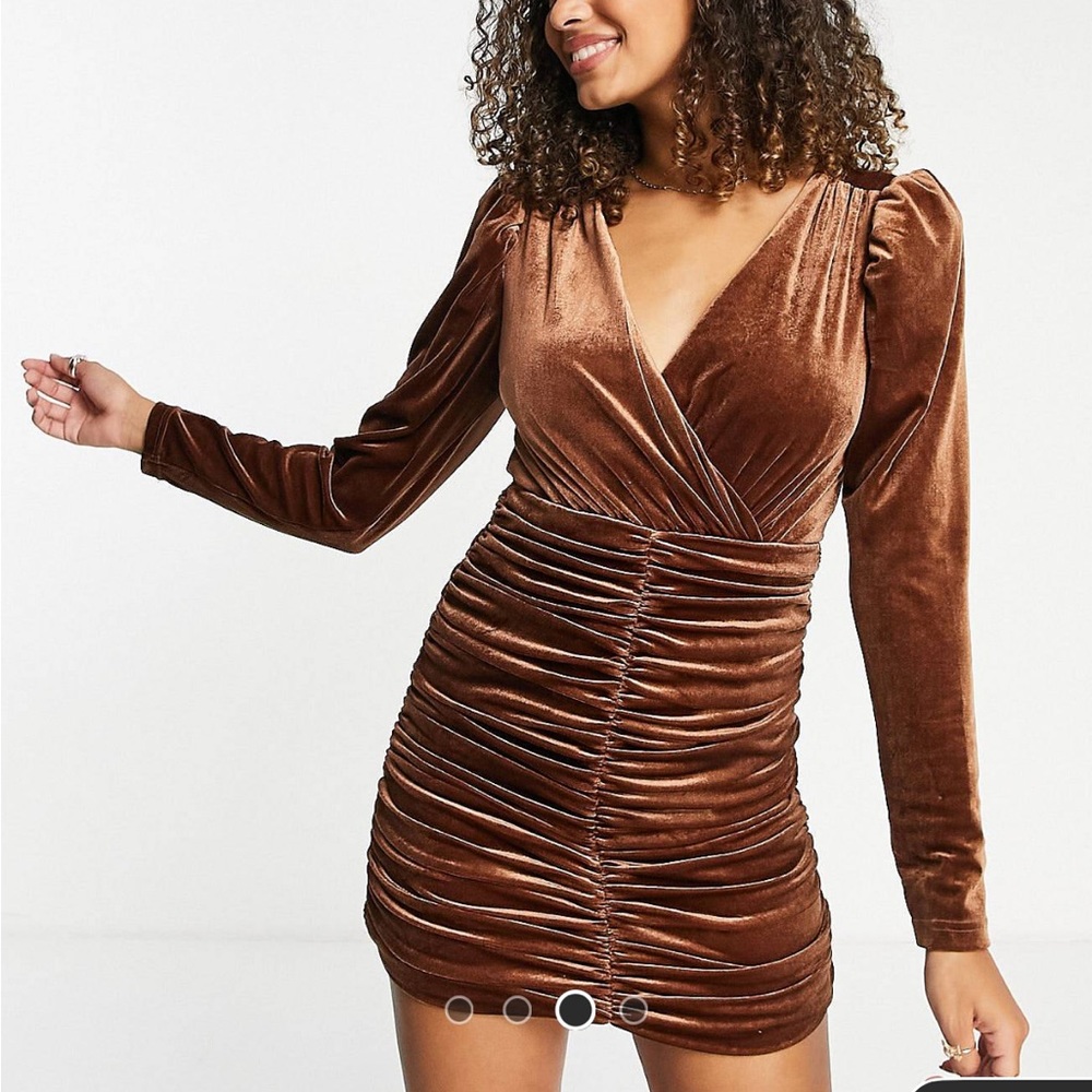 Backless Velvet mini short dress brown holiday party club
